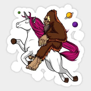 Bigfoot Riding Unicorn Sticker